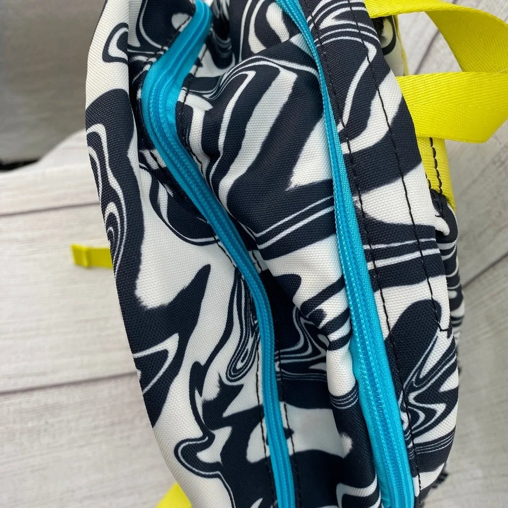 STATE Kane Kids Backpack Large Black White Marbled Wave Colorful Double Pocket